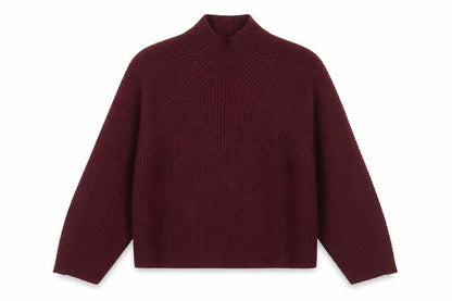 H&M Women Red Mock Neck Chunky Knit Jumper Size M