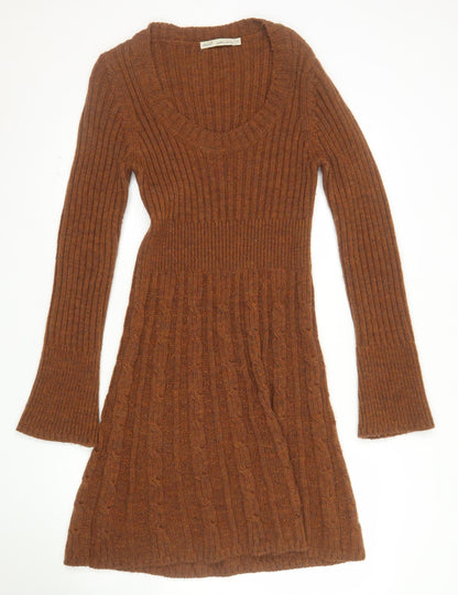 Next Women’s Brown Wool Blend Long Sleeve Jumper Dress Size 10