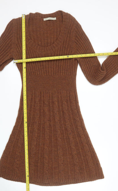 Next Women’s Brown Wool Blend Long Sleeve Jumper Dress Size 10