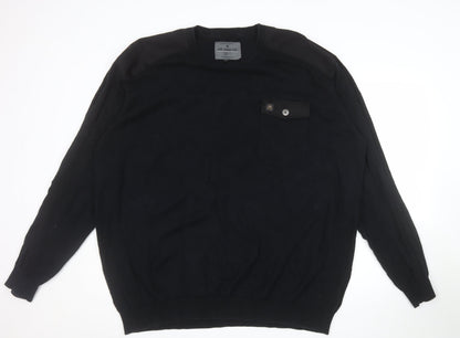 Voi Jeans Co Men's Black 3XL Cotton Crew Neck Pullover Jumper