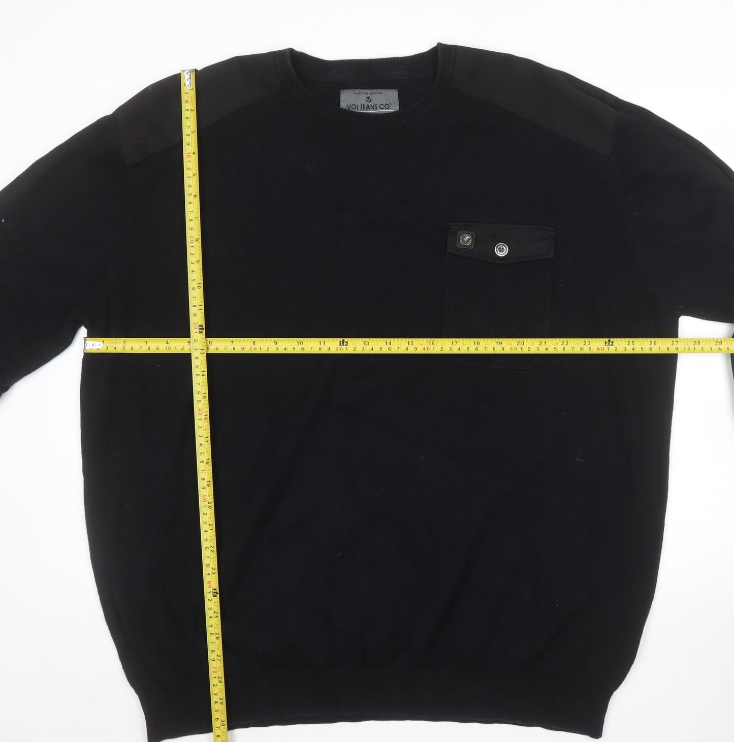 Voi Jeans Co Men's Black 3XL Cotton Crew Neck Pullover Jumper