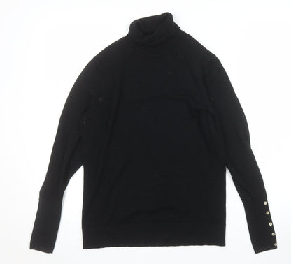 Hobbs Womens Black Merino Wool Roll Neck Jumper Size S