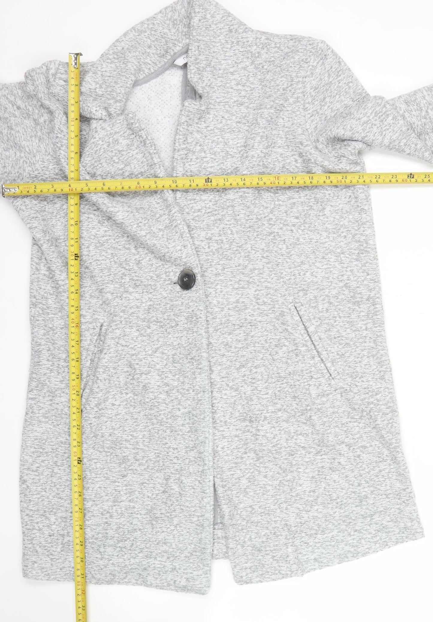 Next Women’s Grey Knit Coatigan Size 14 Long Sleeve Casual
