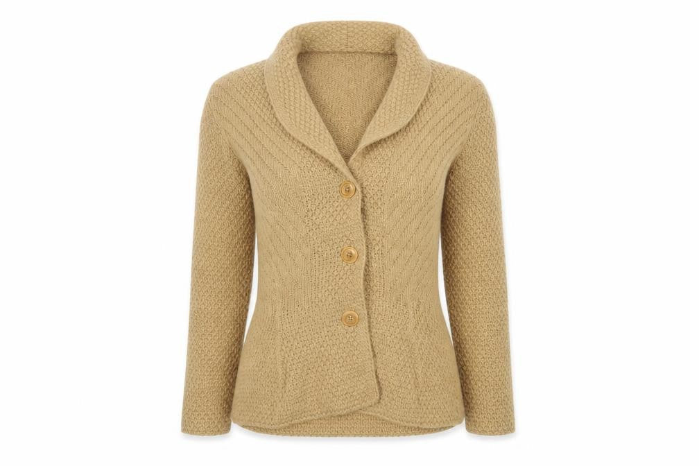 Marks & Spencer Women’s Beige Wool Blend Collared Cardigan Size 8