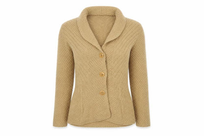 Marks & Spencer Women’s Beige Wool Blend Collared Cardigan Size 8