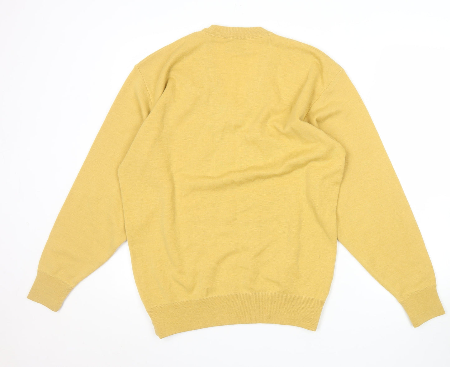 Pierre Sangan Men's Yellow Wool Blend V-Neck Jumper Size M