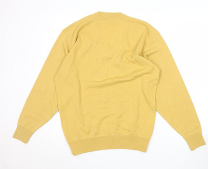 Pierre Sangan Men's Yellow Wool Blend V-Neck Jumper Size M