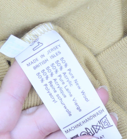 Pierre Sangan Men's Yellow Wool Blend V-Neck Jumper Size M