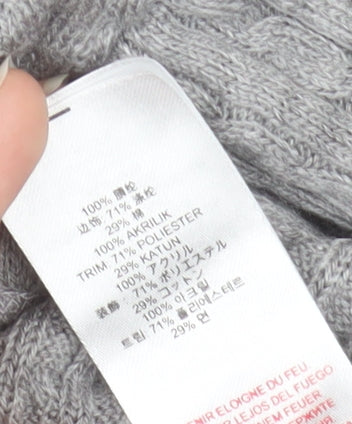 Lipsy Women’s Grey Ribbed Hooded Pullover Jumper Size S