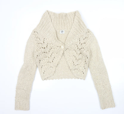 Bay Women’s Beige Chunky Knit Cropped Cardigan Size 12