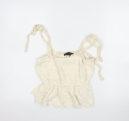 ZARA Women Ivory Knit Camisole Tank Top M Boho Summer Style