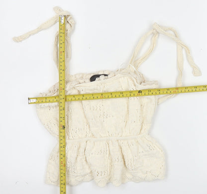 ZARA Women Ivory Knit Camisole Tank Top M Boho Summer Style