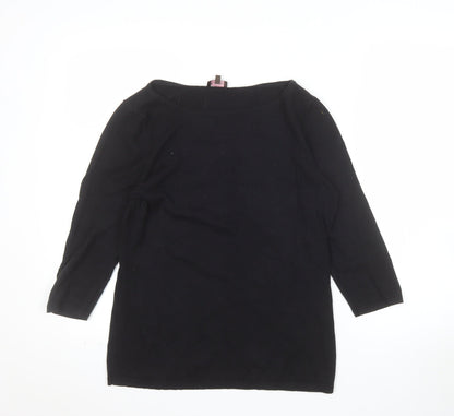 Phase Eight Women's Black Boat Neck 3/4 Sleeve Cotton Wool Jumper Size 14