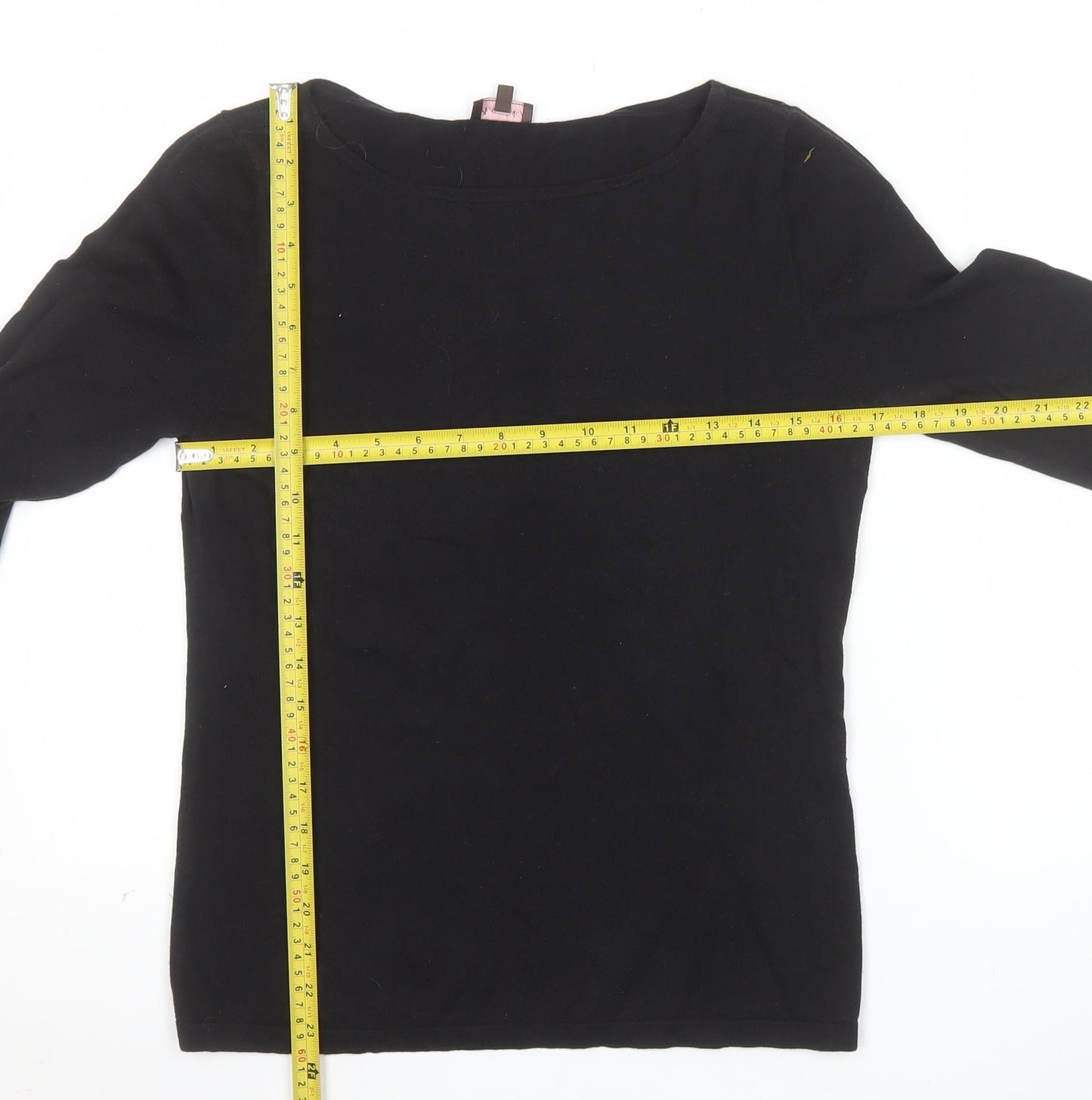 Phase Eight Women's Black Boat Neck 3/4 Sleeve Cotton Wool Jumper Size 14