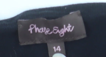 Phase Eight Women's Black Boat Neck 3/4 Sleeve Cotton Wool Jumper Size 14