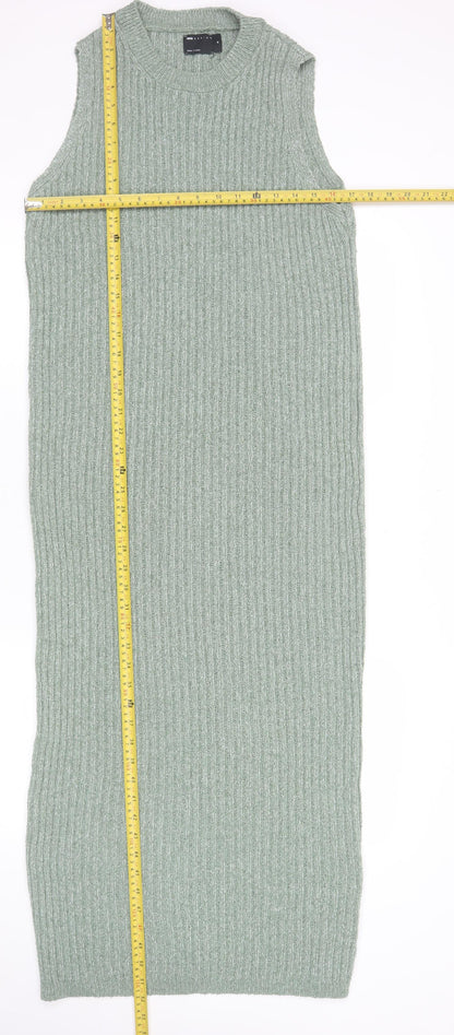 ASOS DESIGN Women’s Green Sleeveless Ribbed Knit Bodycon Midi Dress Size 12-14