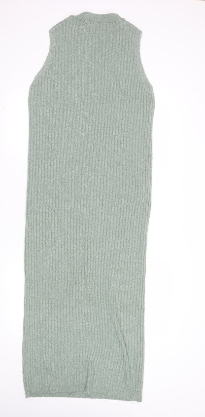 ASOS DESIGN Women’s Green Sleeveless Ribbed Knit Bodycon Midi Dress Size 12-14