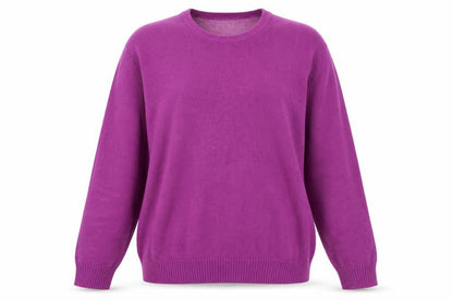 WoolOvers Women's Purple Cotton Crew Neck Jumper XL