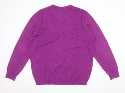 WoolOvers Women's Purple Cotton Crew Neck Jumper XL