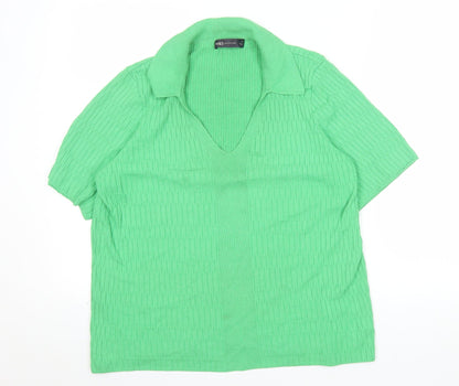 Marks and Spencer Women’s Green Viscose Polo Knit Top Size M