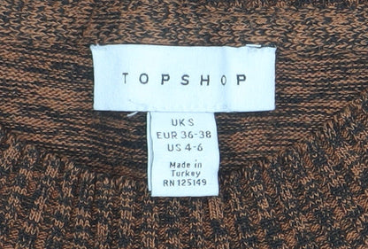 Topshop Women’s Brown Puff Sleeve Knit Blouse UK S
