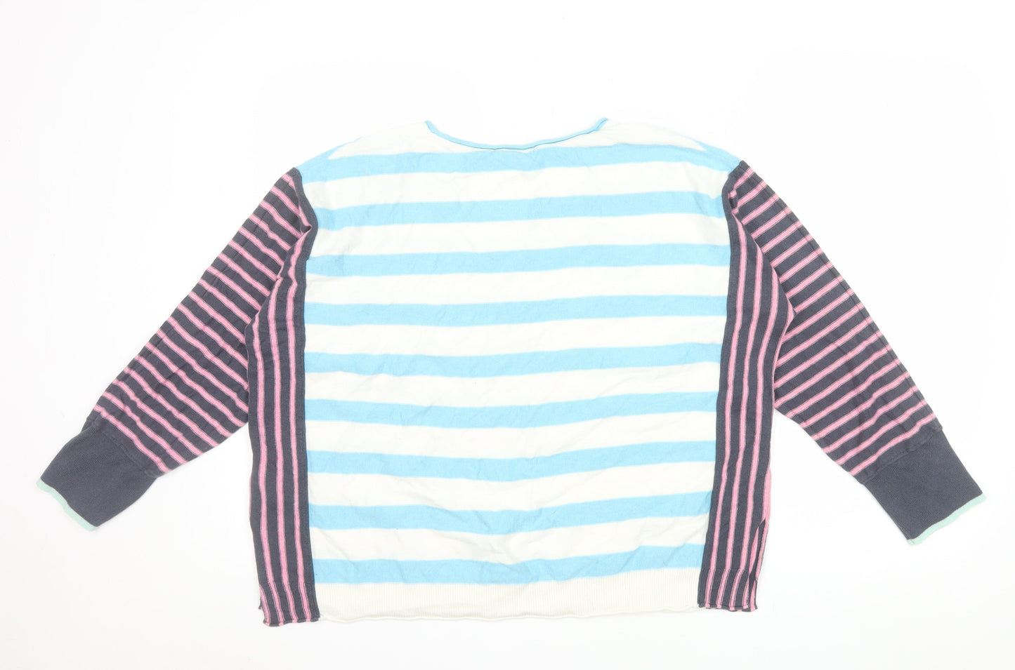 White Stuff Women's Multicoloured Striped Cotton Cashmere Jumper Size 14