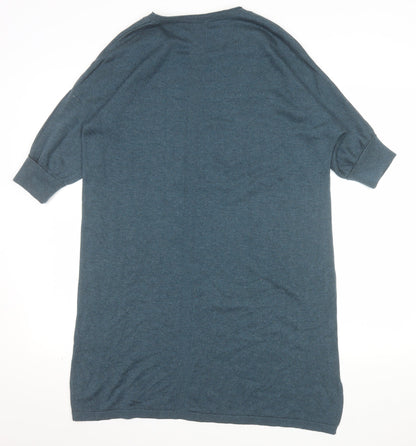 Poetry Women Blue Silk Cashmere Tunic Jumper Size 8