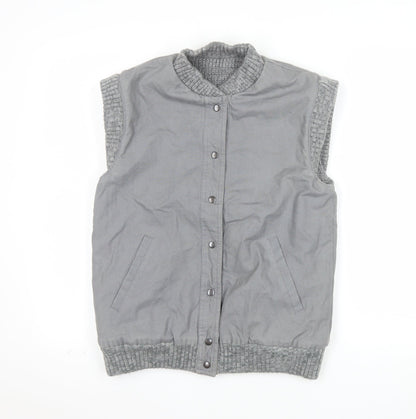 BiBA Women's Grey Cotton Waistcoat Bodywarmer Size 10 Snap Front