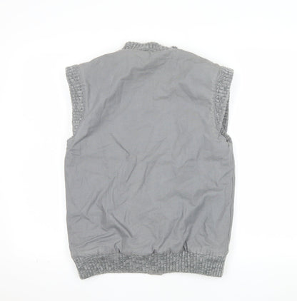 BiBA Women's Grey Cotton Waistcoat Bodywarmer Size 10 Snap Front