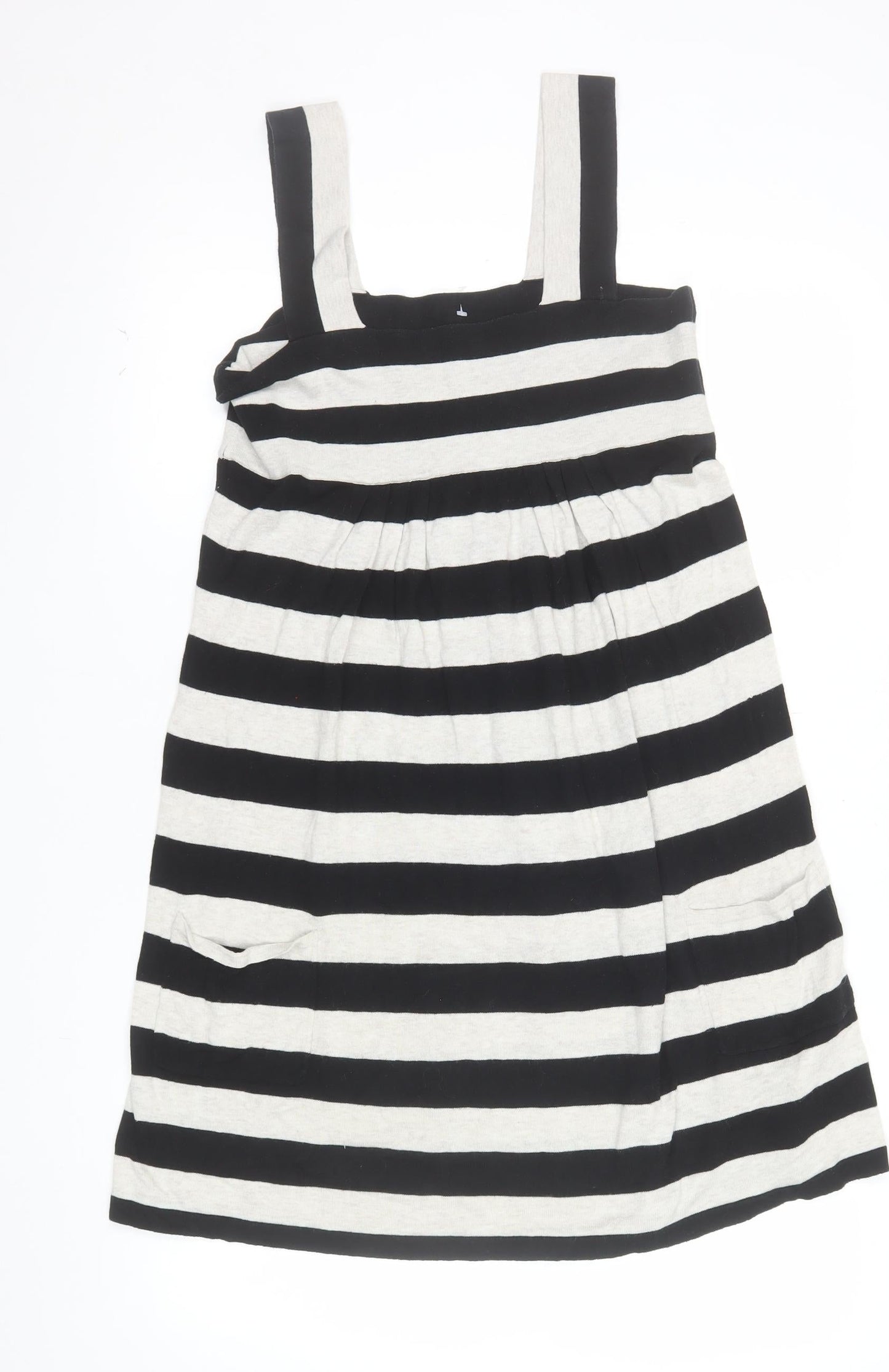 Topshop Women Black Striped Bodycon Cotton Stretch Dress Size 10