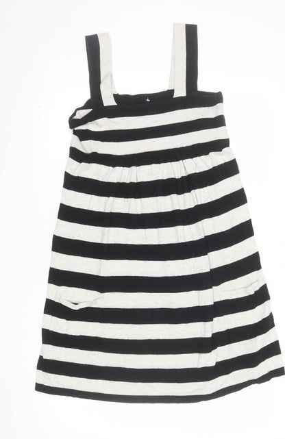 Topshop Women Black Striped Bodycon Cotton Stretch Dress Size 10