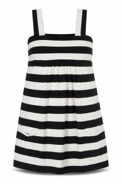 Topshop Women Black Striped Bodycon Cotton Stretch Dress Size 10