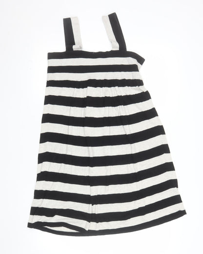 Topshop Women Black Striped Bodycon Cotton Stretch Dress Size 10