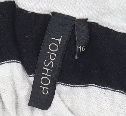 Topshop Women Black Striped Bodycon Cotton Stretch Dress Size 10