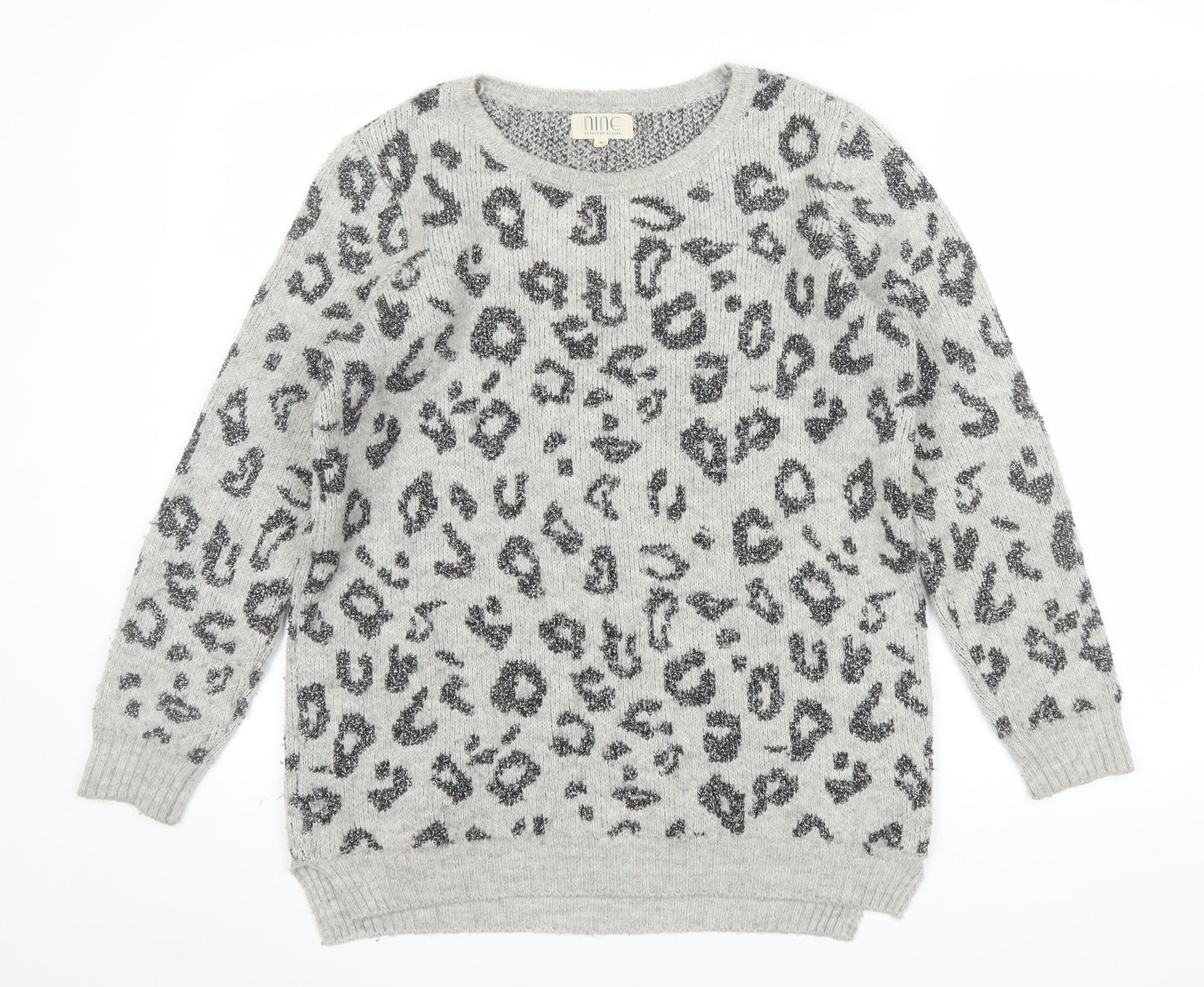 Nine by Savannah Miller Grey Leopard Print Women's Jumper Size 8