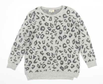 Nine by Savannah Miller Grey Leopard Print Women's Jumper Size 8