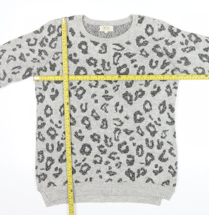 Nine by Savannah Miller Grey Leopard Print Women's Jumper Size 8