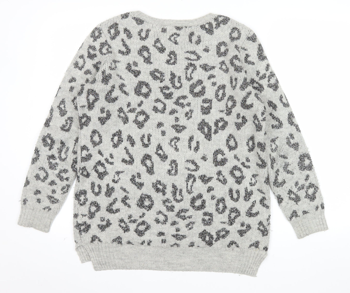 Nine by Savannah Miller Grey Leopard Print Women's Jumper Size 8