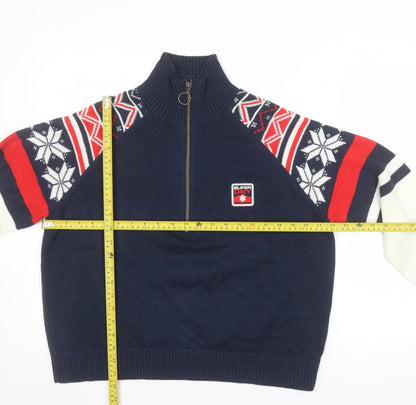Superdry Women's Multicoloured Fair Isle Half Zip Ski Jumper Size 16