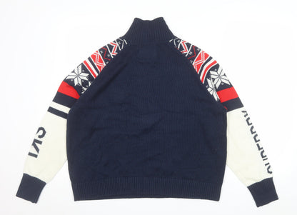 Superdry Women's Multicoloured Fair Isle Half Zip Ski Jumper Size 16