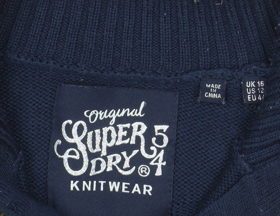 Superdry Women's Multicoloured Fair Isle Half Zip Ski Jumper Size 16