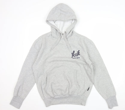 FCUK Women Grey Pullover Hoodie Cotton Polyester Size M Casual