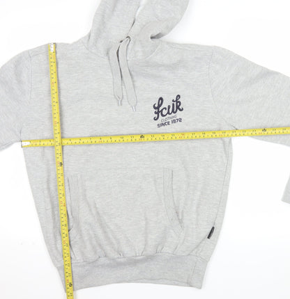 FCUK Women Grey Pullover Hoodie Cotton Polyester Size M Casual