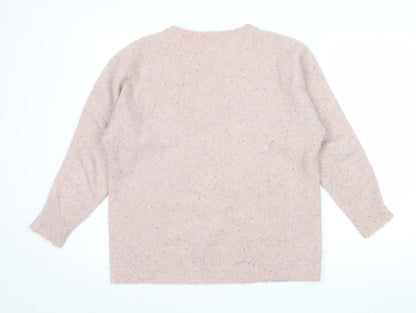 White Stuff Women's Pink Wool Blend Crew Neck Jumper Size 14