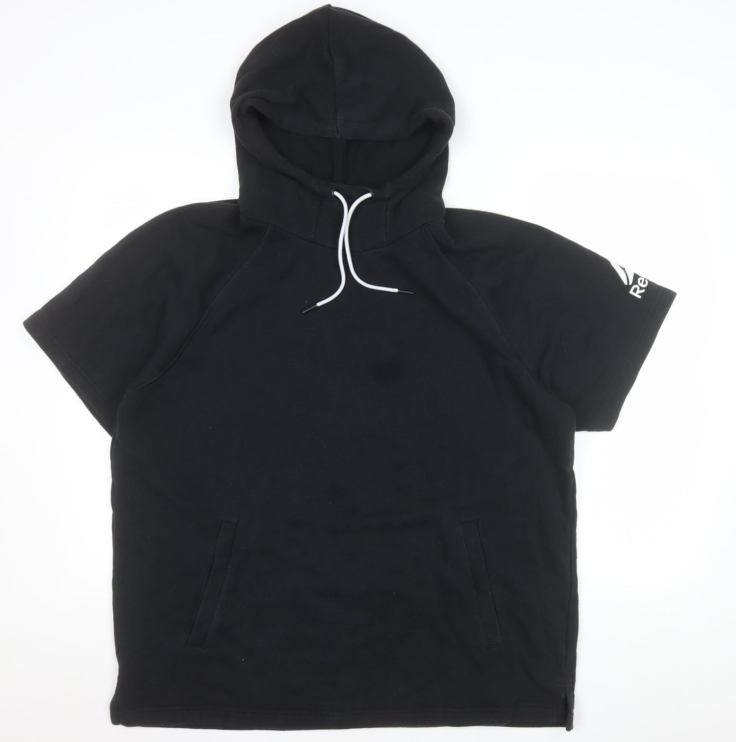 Reebok Womens Black 2XL Short Sleeve Pullover Hoodie Cotton Blend