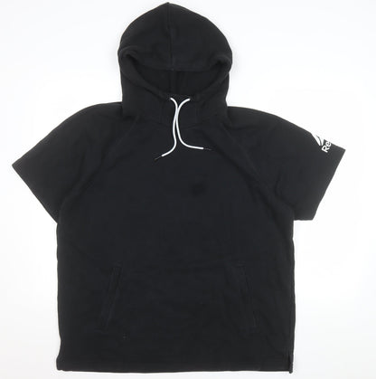 Reebok Womens Black 2XL Short Sleeve Pullover Hoodie Cotton Blend