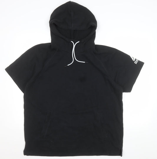 Reebok Womens Black 2XL Short Sleeve Pullover Hoodie Cotton Blend