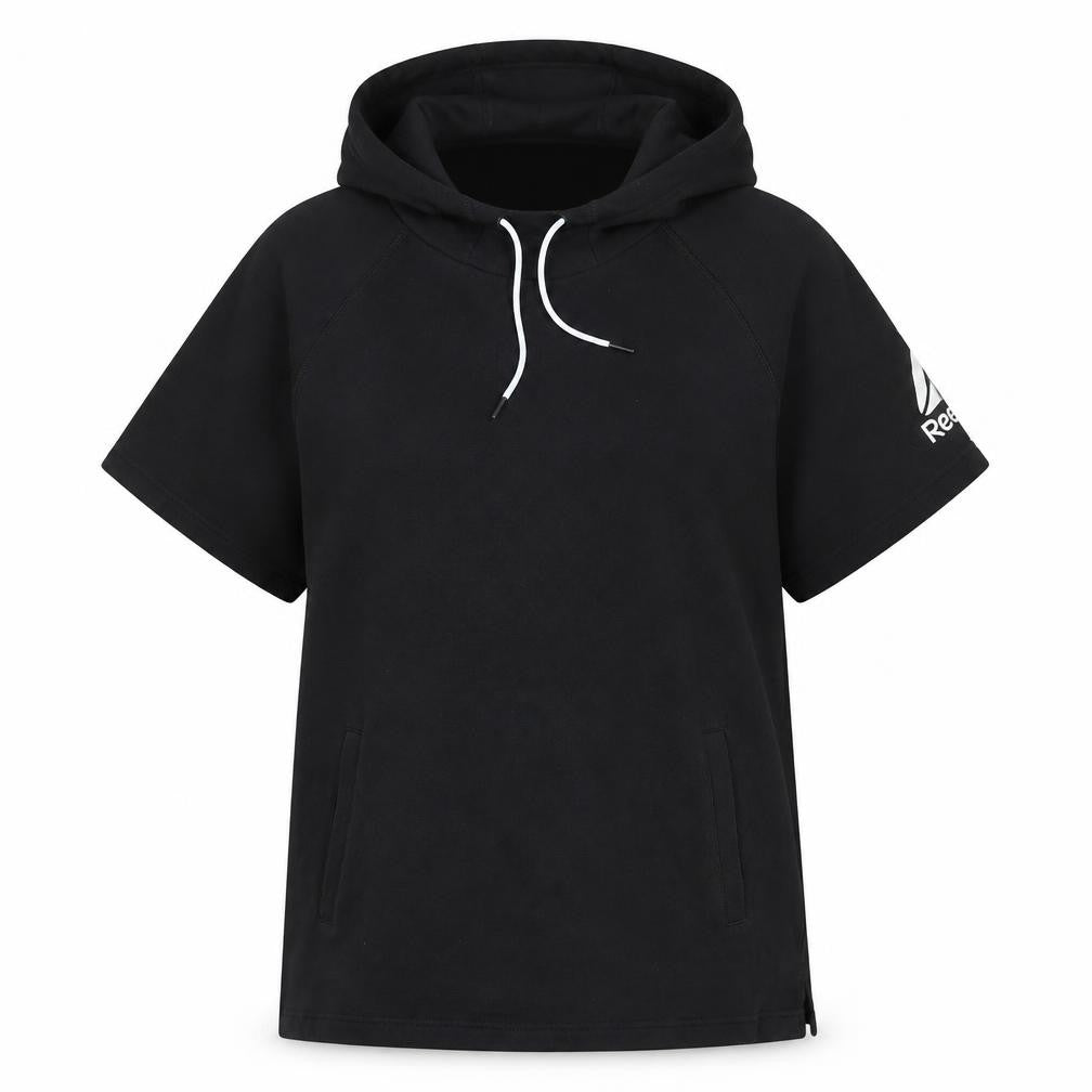 Reebok Womens Black 2XL Short Sleeve Pullover Hoodie Cotton Blend