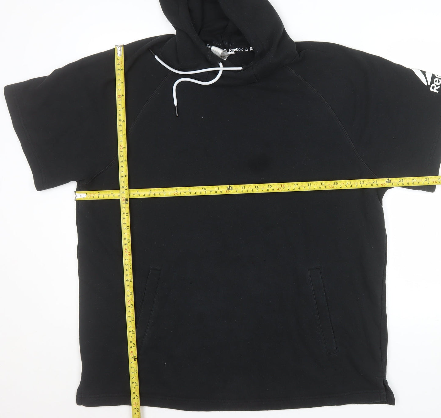 Reebok Womens Black 2XL Short Sleeve Pullover Hoodie Cotton Blend