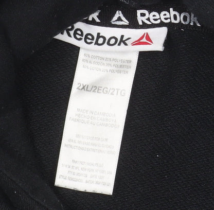 Reebok Womens Black 2XL Short Sleeve Pullover Hoodie Cotton Blend